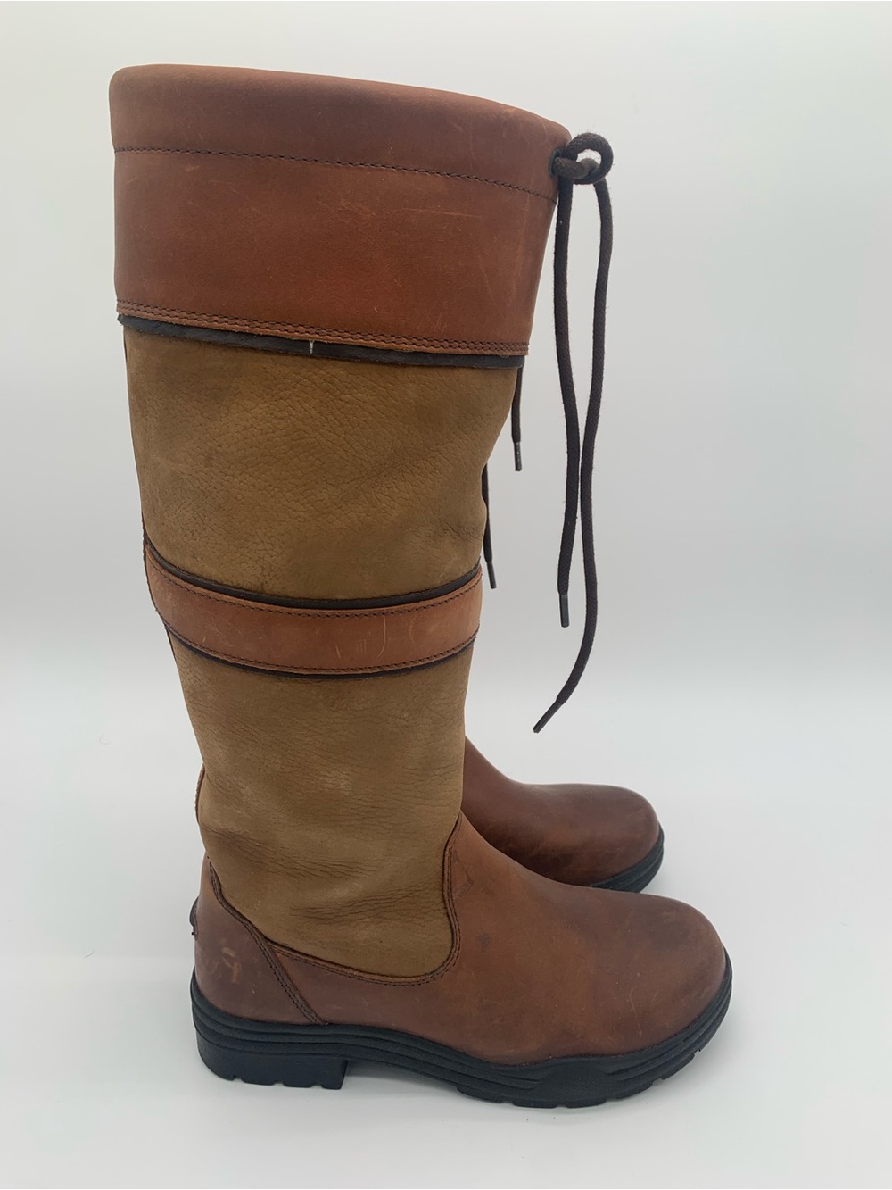 Auken Cornwall Tall Two-Tone Leather Country Riding Boots - Brown & Tan